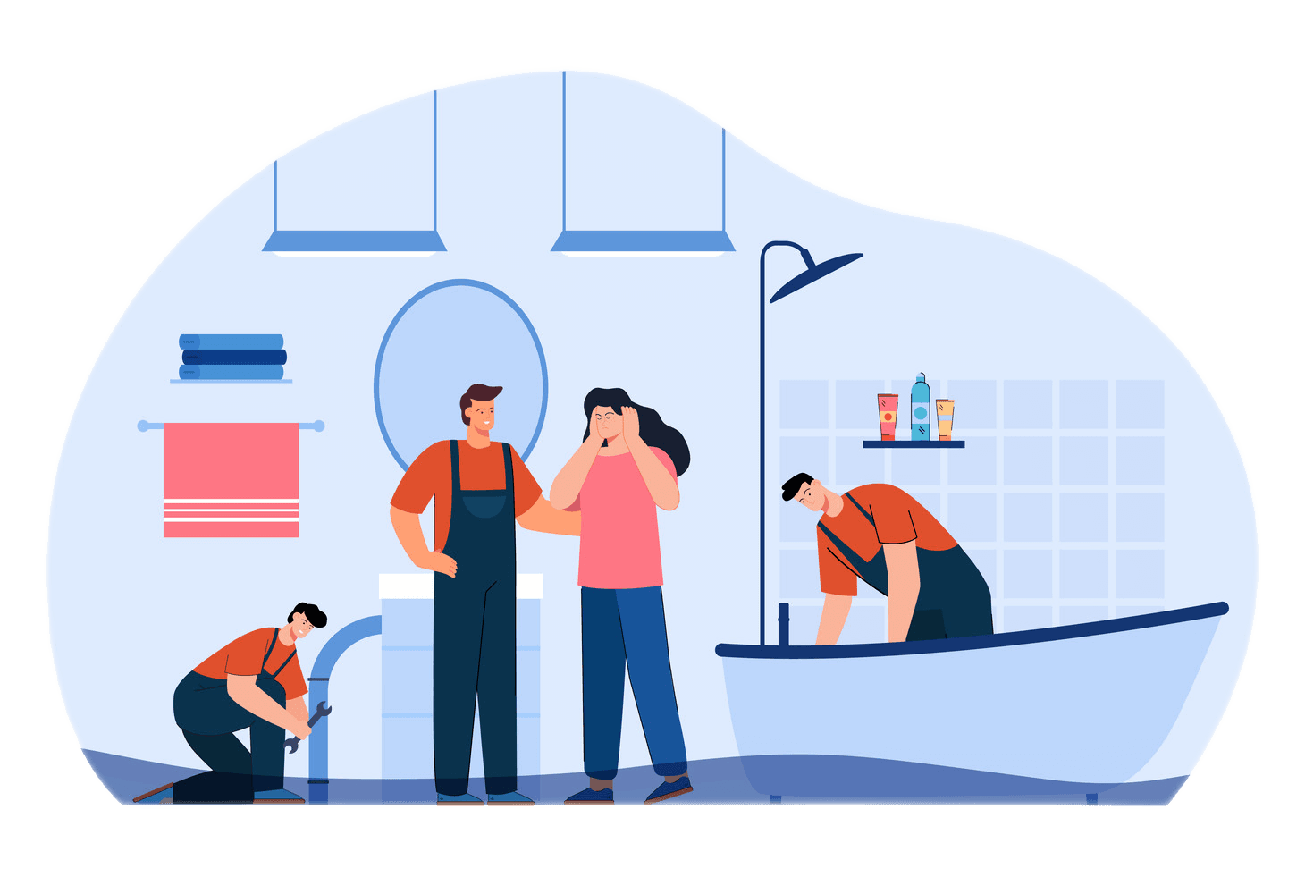 Bathroom Plumbing cartoon vector